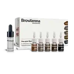 Набор "Шатен мини" хна для бровей 5 цветов + база, BrowXenna®